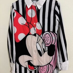 Disney Minnie Mouse Striped Kids Shirt - Black, White, Red